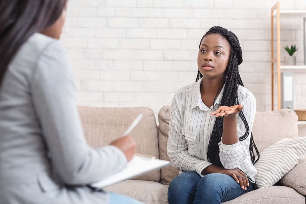 woman participating in mental health therapy